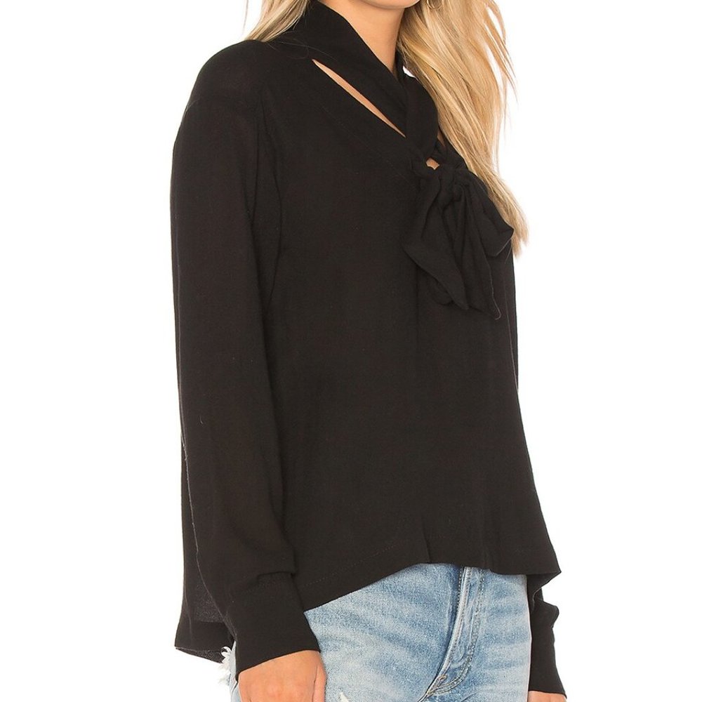 Wilt NWT Black Scarf Neck Blouse Size Extra Small
